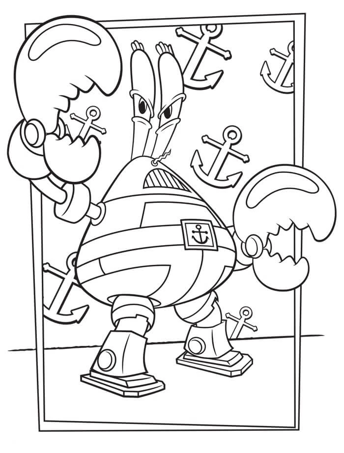Bay Krabs boyama sayfası – basit çizim, kolay boyama