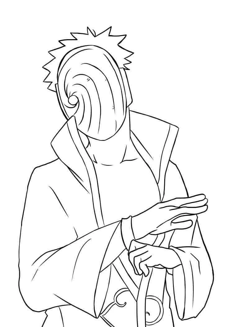 Uchiha Obito boyama sayfası – boyama çalışması, yaratıcılığı geliştirir
