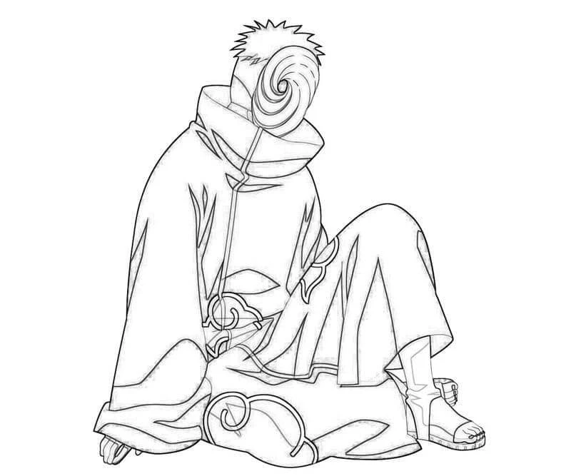 Uchiha Obito boyama sayfası – renkli çizimler, okul öncesi
