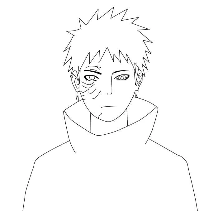 Uchiha Obito boyama sayfası – çocuklar için, çizgi film temalı