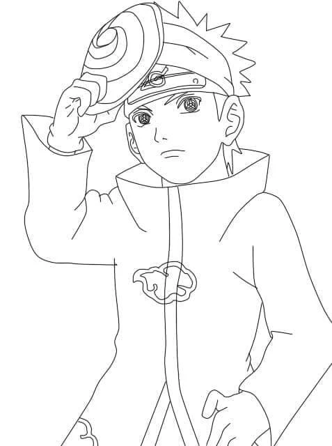 Uchiha Obito boyama sayfası – eğlenceli etkinlik, el becerilerini geliştirir