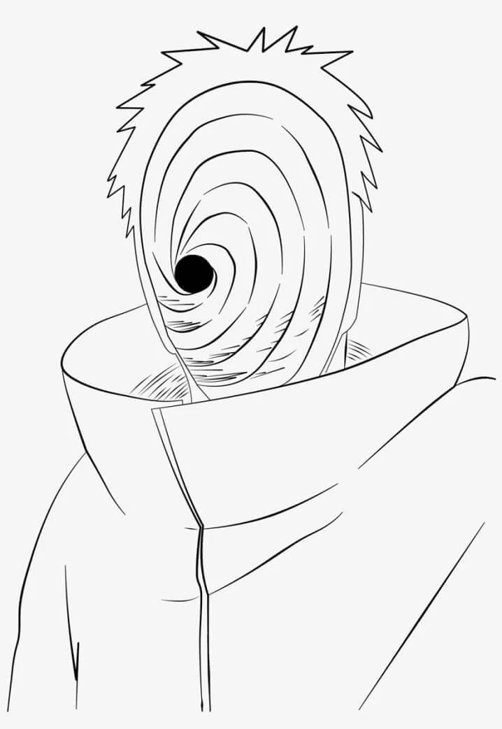 Uchiha Obito boyama sayfası – kolay boyama, eğitici aktivite