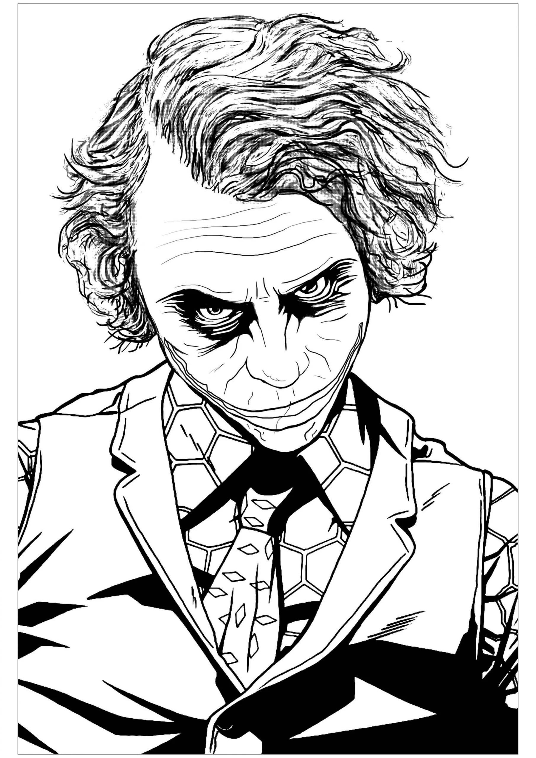 Joker boyama sayfası – basit çizim, kolay boyama