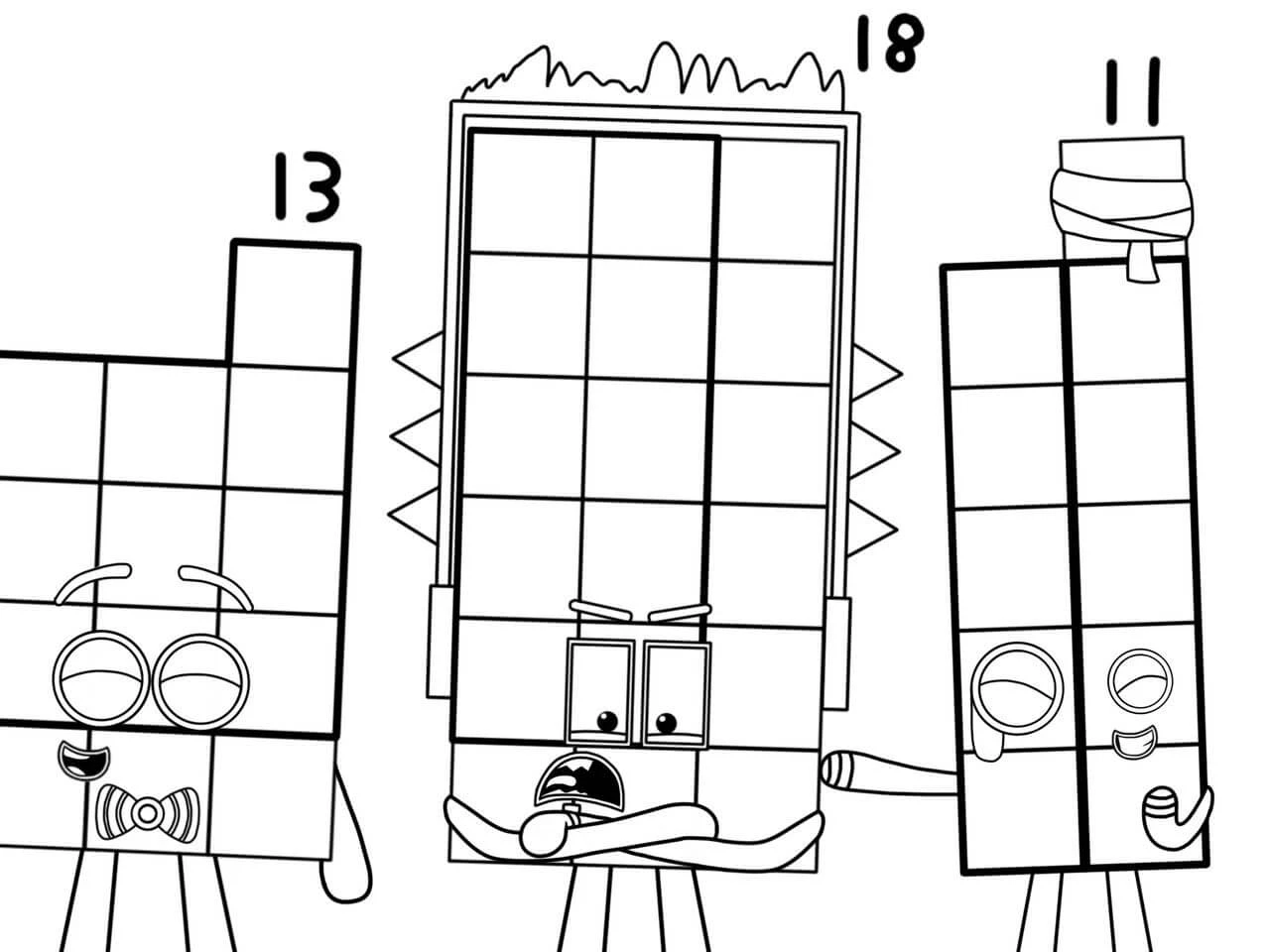 Numberblocks boyama sayfası – çocuk aktivitesi, PDF indir