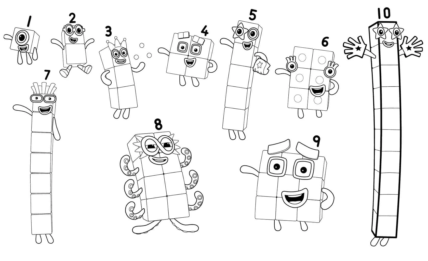 Numberblocks boyama sayfası – okul öncesi, evde etkinlik