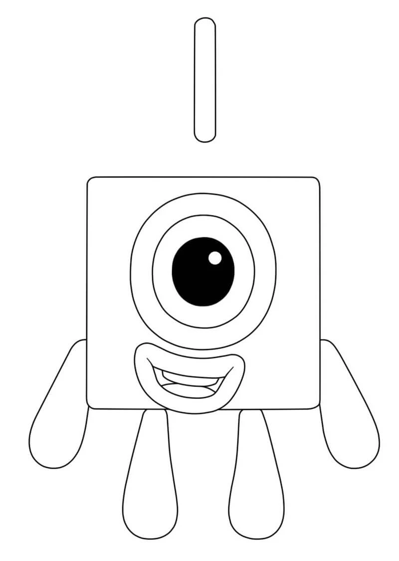 Numberblocks boyama sayfası – çizgi film temalı, basit çizim