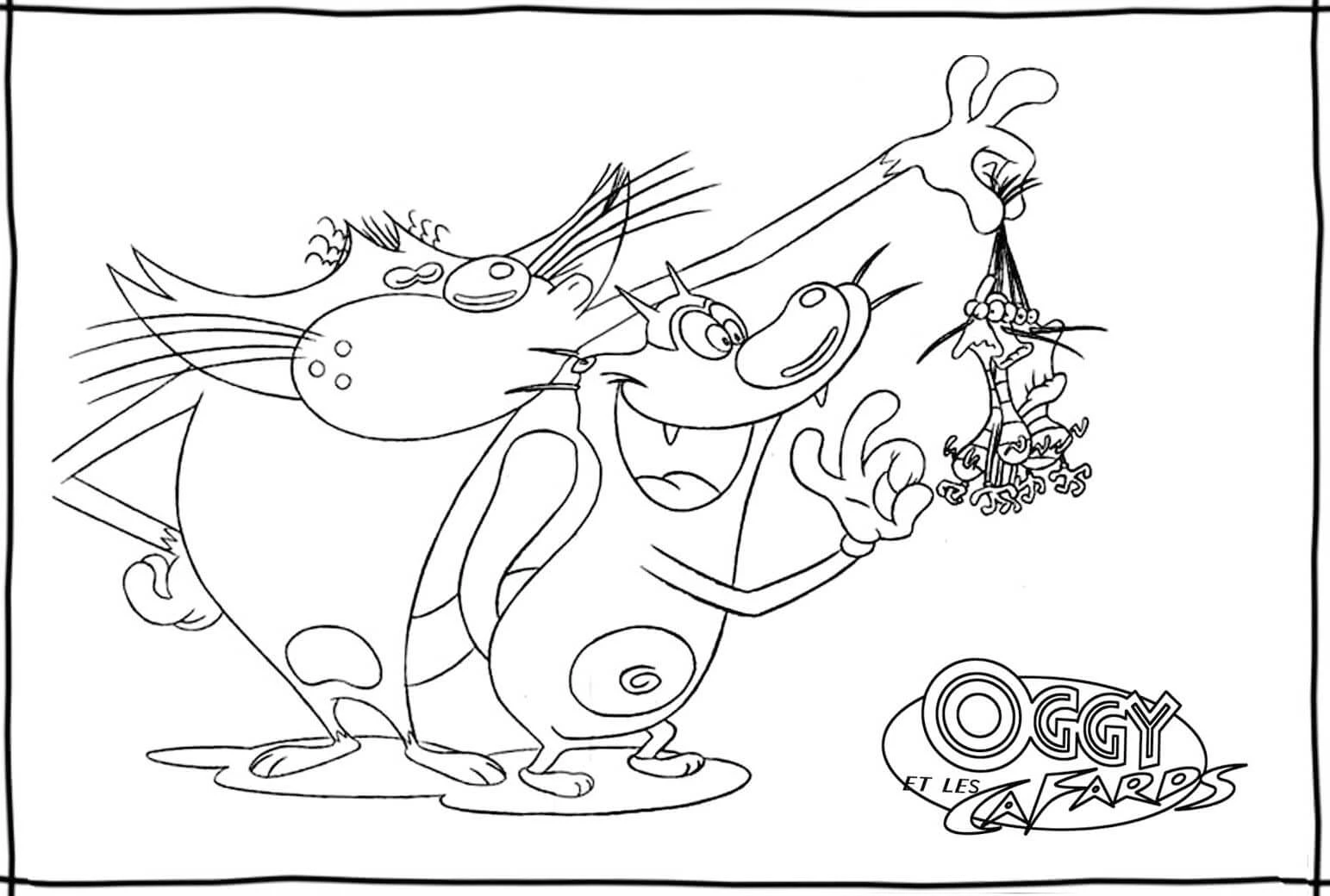 Oggy ve Hamamböceği boyama sayfası – renkli çizimler, okul öncesi