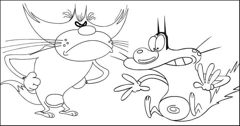 Oggy ve Hamamböceği boyama sayfası – yaratıcılığı geliştirir, keyifli zaman