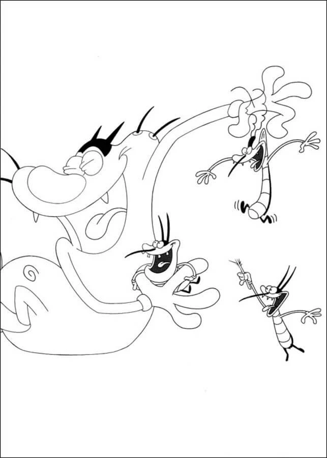 Oggy ve Hamamböceği boyama sayfası – el becerilerini geliştirir, boyama çalışması