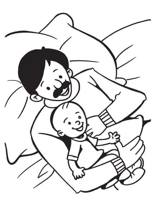 Baba ve Oğul boyama sayfası – sanatsal çalışma, çocuklar için