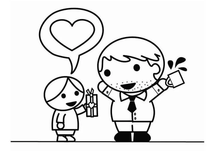 Baba ve Oğul boyama sayfası – eğlenceli etkinlik, el becerilerini geliştirir