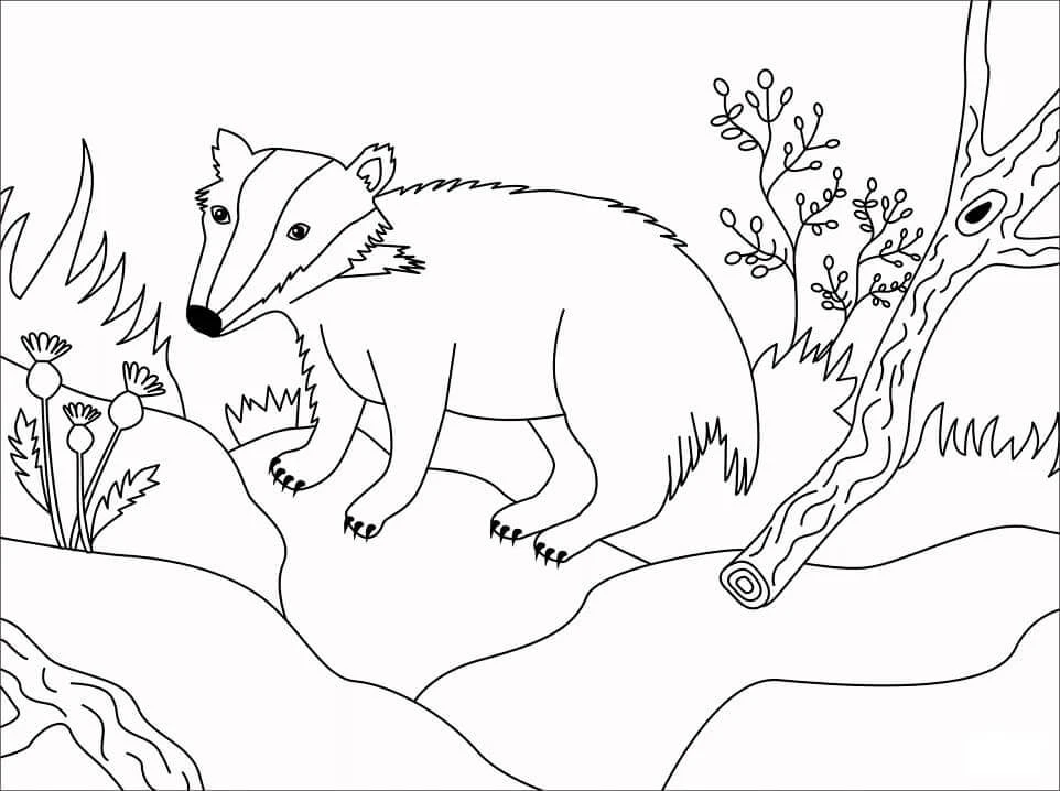 Badger boyama sayfası – yaratıcılığı geliştirir, keyifli zaman