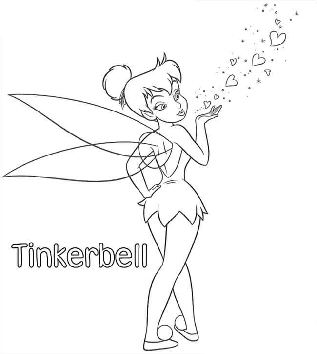 Tinkerbell boyama sayfası – çocuk aktivitesi, PDF indir