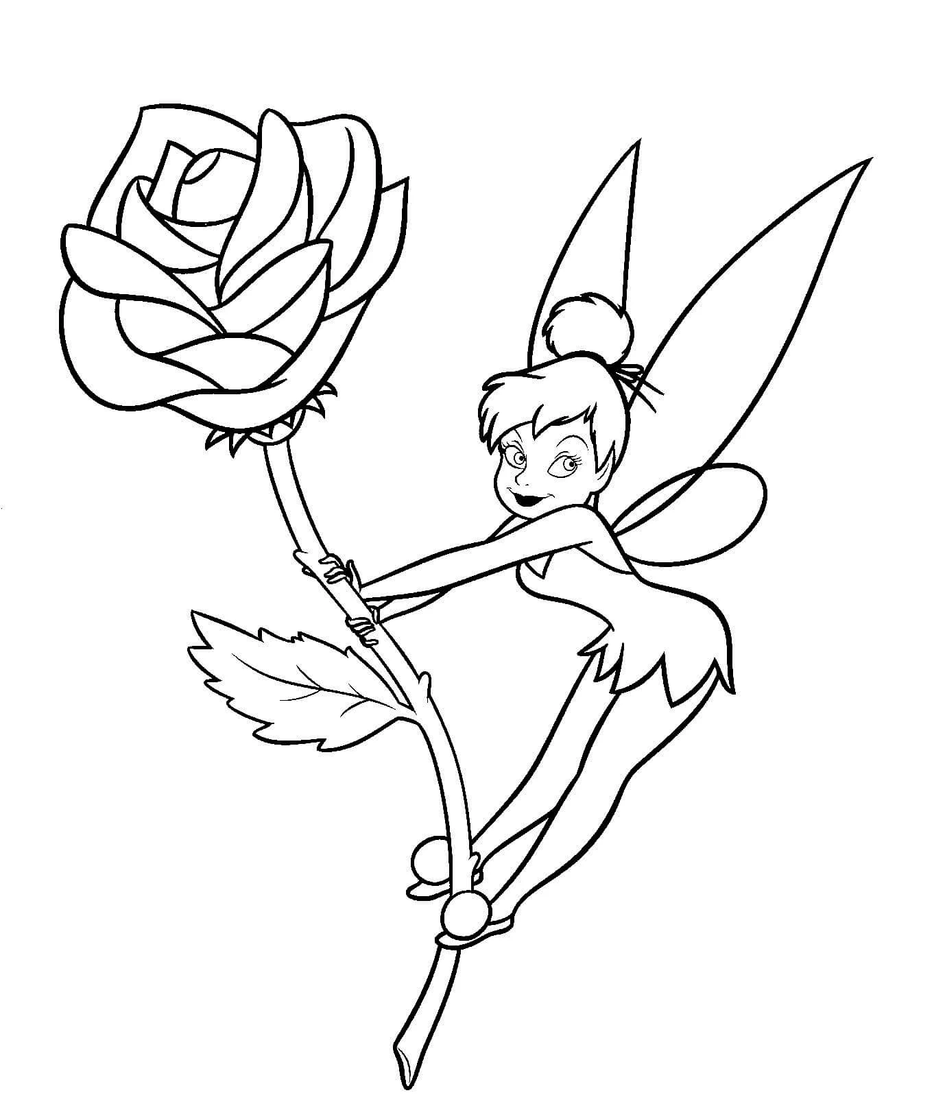 Tinkerbell boyama sayfası – el becerilerini geliştirir, boyama çalışması