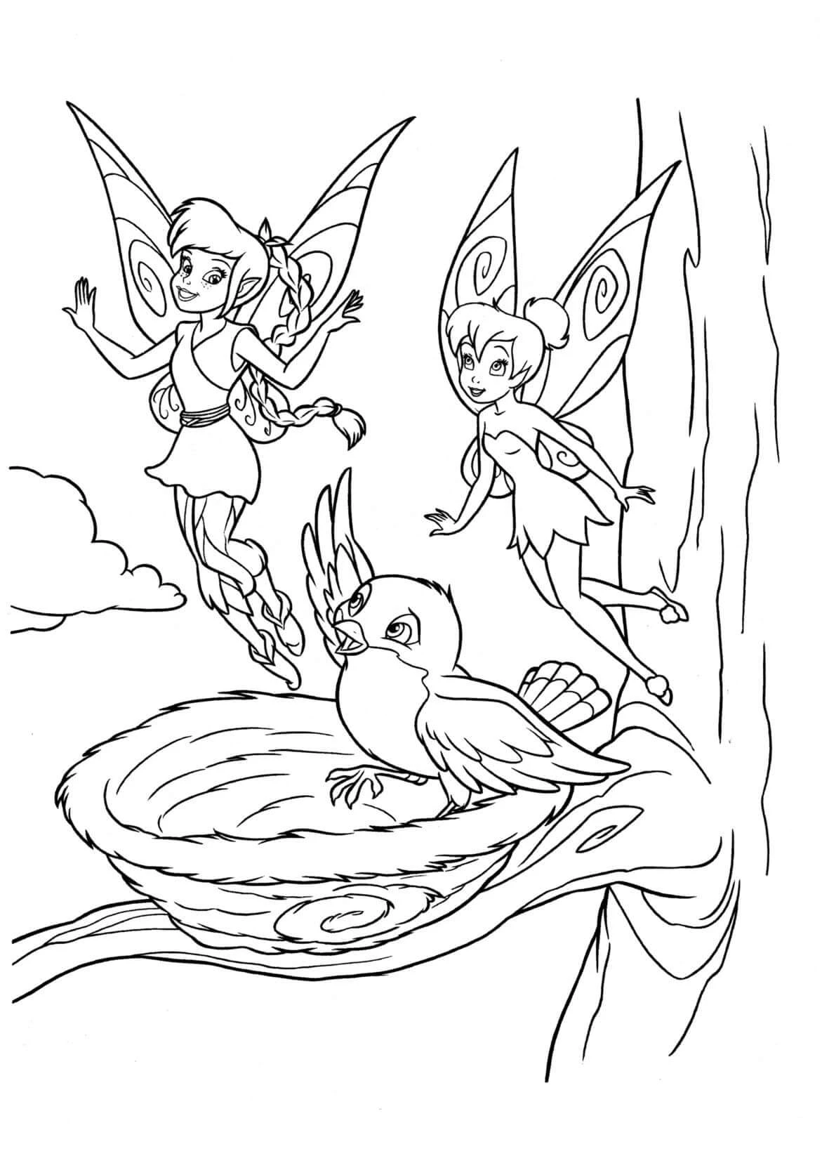 Tinkerbell boyama sayfası – basit çizim, kolay boyama
