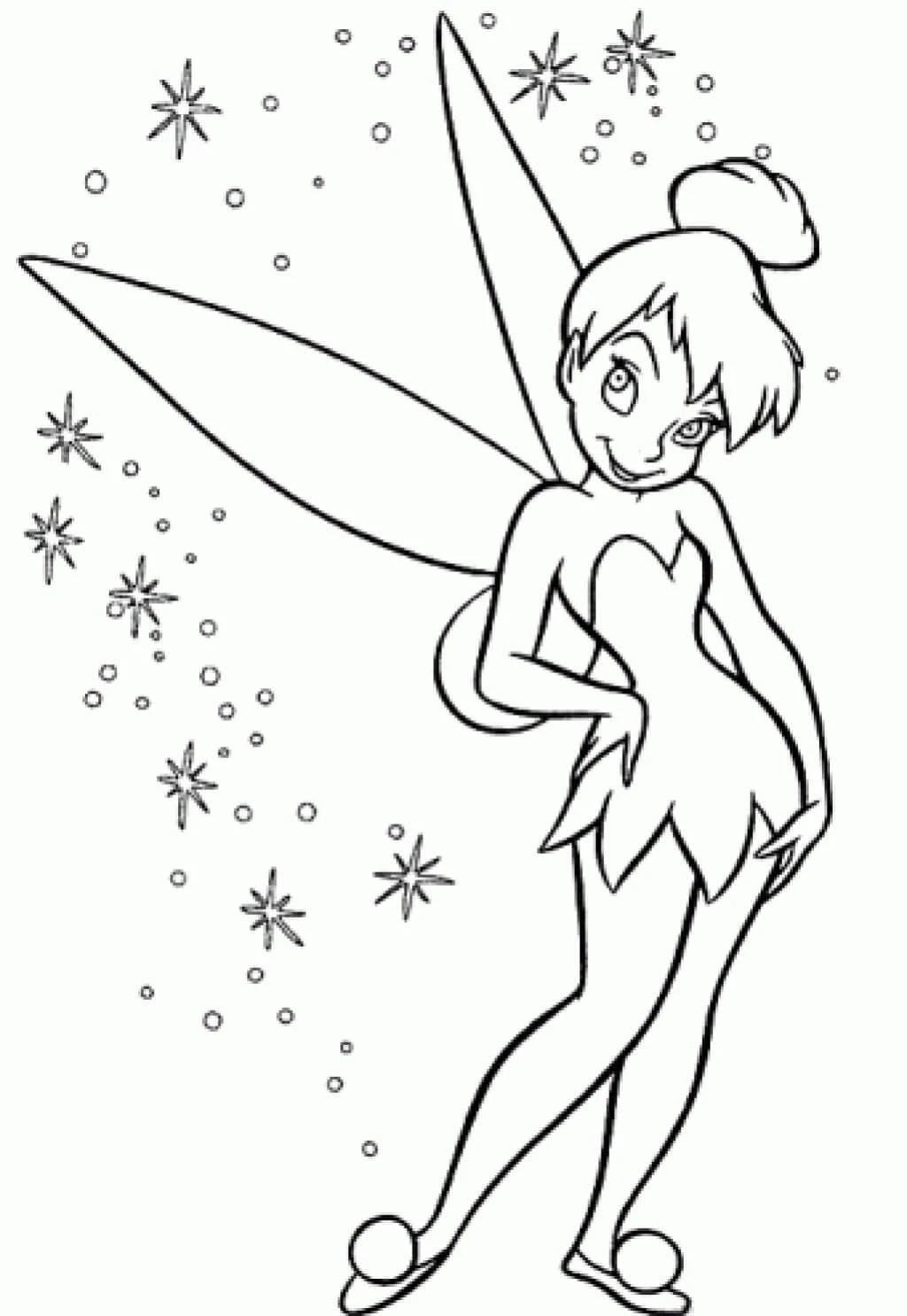 Tinkerbell boyama sayfası – renkli çizimler, okul öncesi