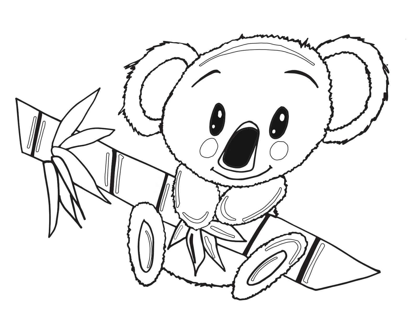 Koala boyama sayfası – evde etkinlik, ücretsiz yazdır