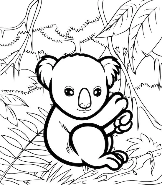 Koala boyama sayfası – ücretsiz yazdır, boyama etkinliği