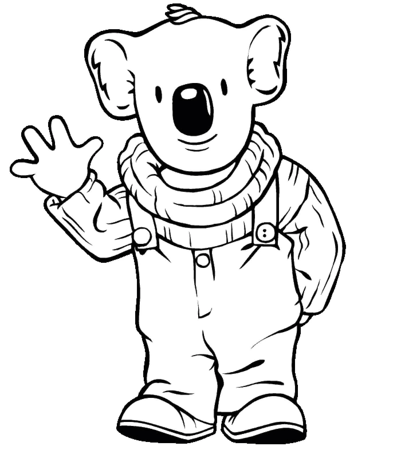 Koala boyama sayfası – çizgi film temalı, basit çizim