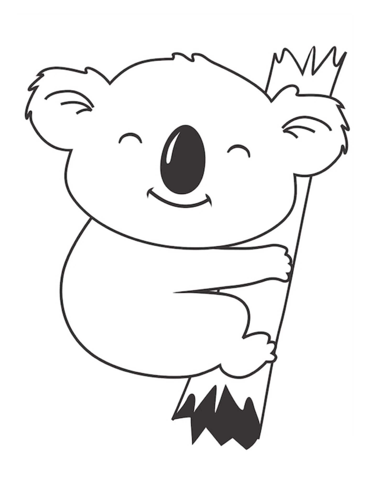 Koala boyama sayfası – evde etkinlik, ücretsiz yazdır