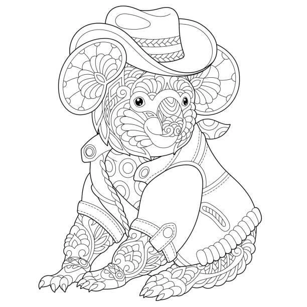 Koala boyama sayfası – basit çizim, kolay boyama