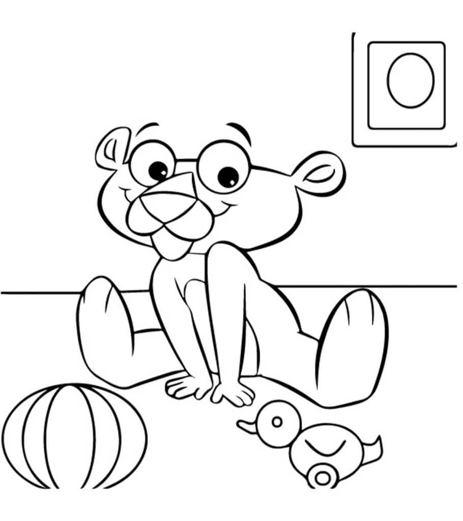 Pembe Panter boyama sayfası – PDF indir, sevimli karakter
