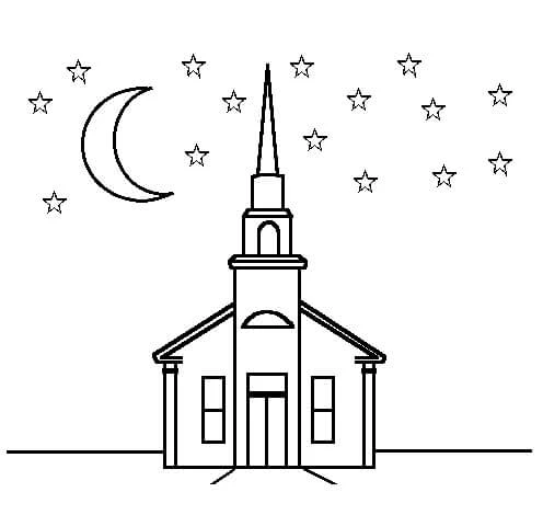 Kilise boyama sayfası – eğitici aktivite, yaratıcılık