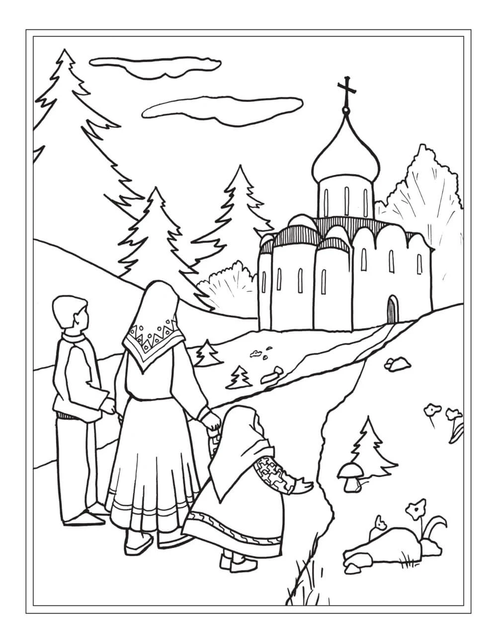 Kilise boyama sayfası – yaratıcılık, eğlenceli etkinlik