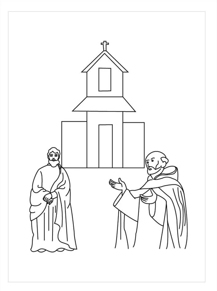 Kilise boyama sayfası – boyama çalışması, yaratıcılığı geliştirir