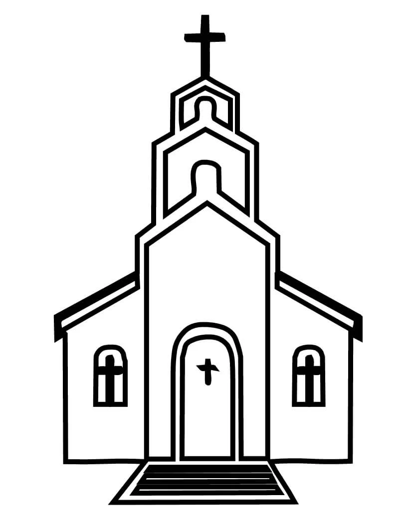 Kilise boyama sayfası – eğlenceli etkinlik, el becerilerini geliştirir