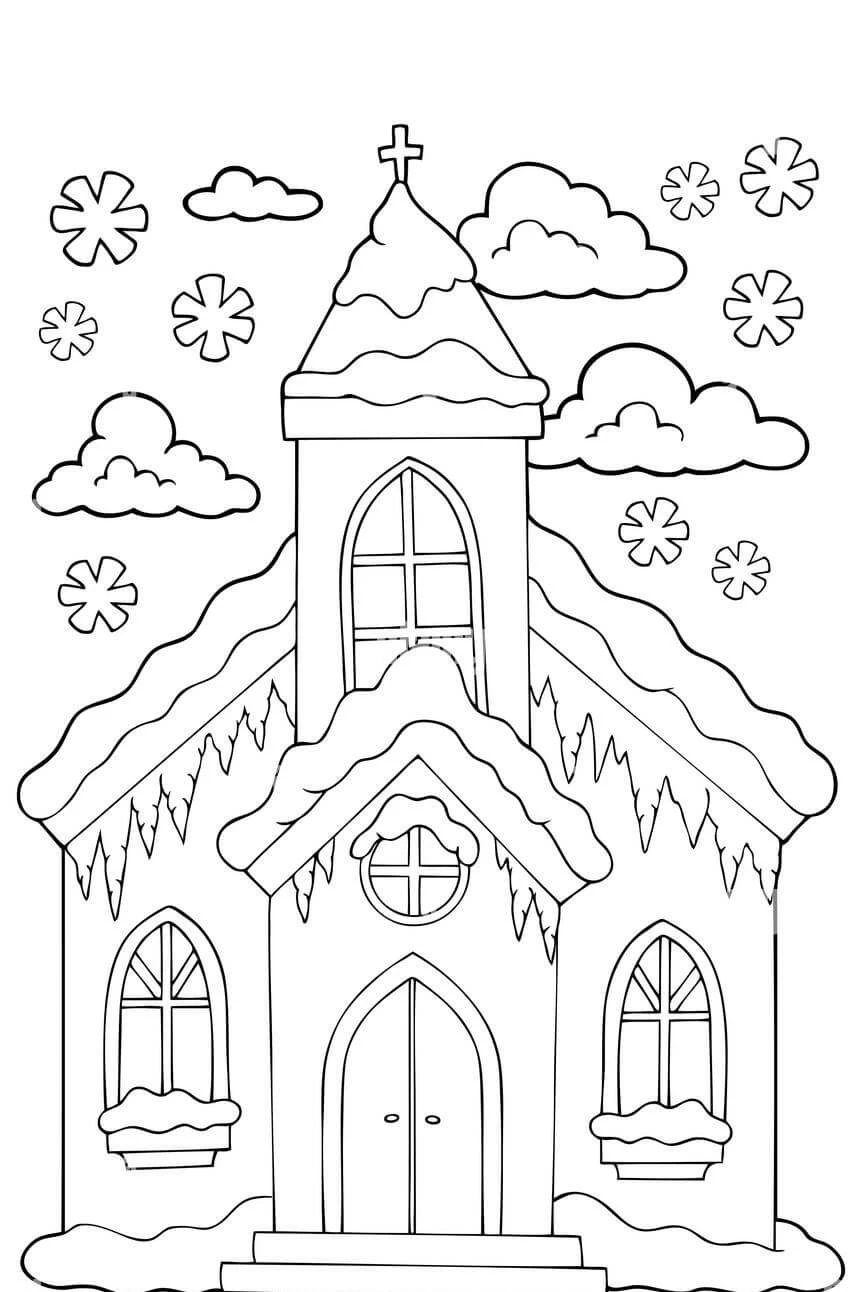 Kilise boyama sayfası – eğitici aktivite, yaratıcılık