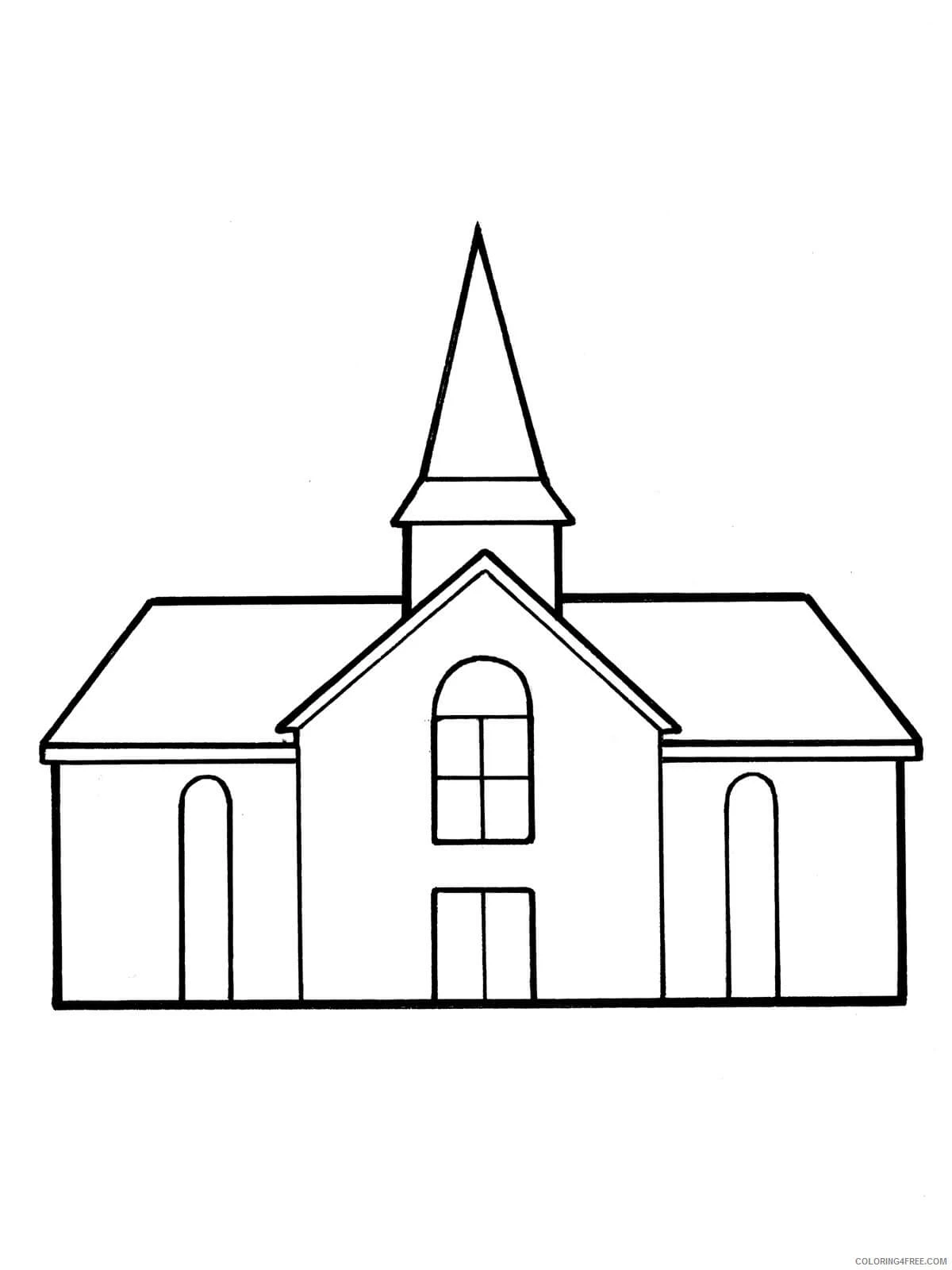 Kilise boyama sayfası – keyifli zaman, renkli çizimler