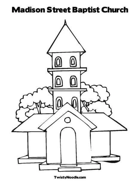 Kilise boyama sayfası – yaratıcılık, eğlenceli etkinlik