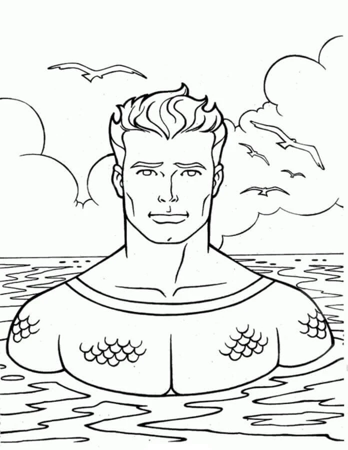 Aquaman boyama sayfası #27 – çocuk aktivitesi, ilkokul öğrencileri için