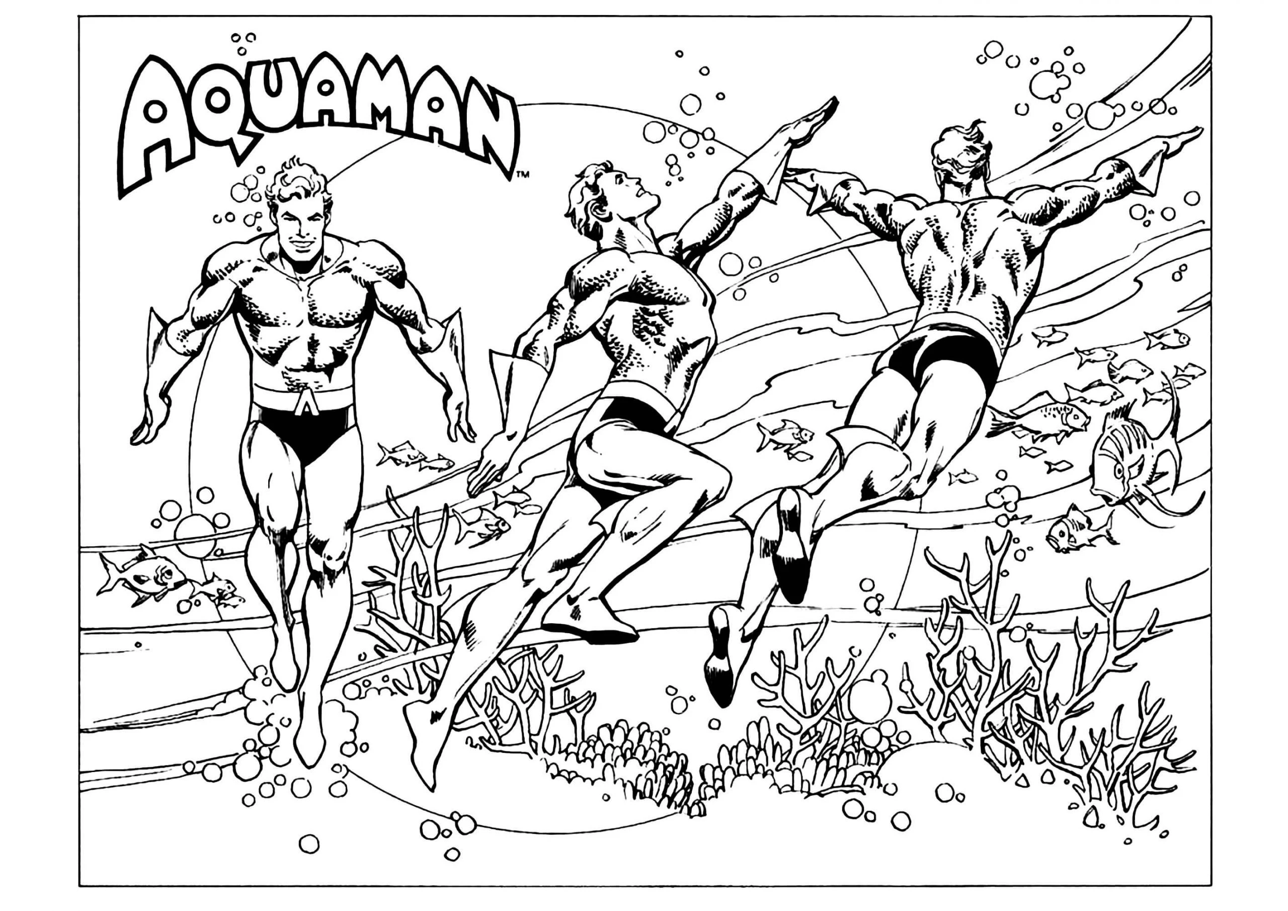 Aquaman boyama sayfası #39 – dikkat ve odaklanma geliştirir, A4 baskıya uygun