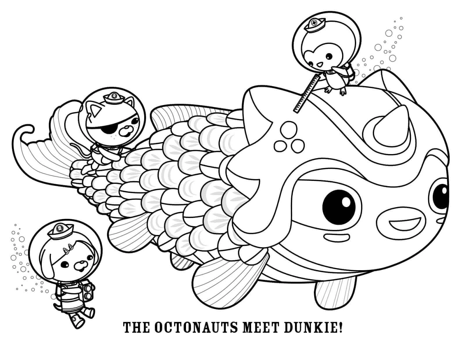 Octonauts boyama sayfası – çizgi film temalı, basit çizim