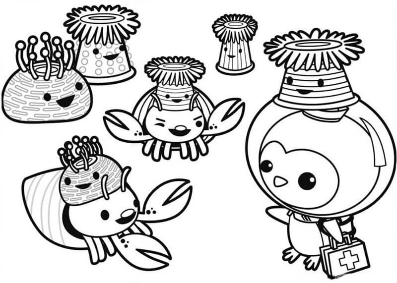 Octonauts boyama sayfası – renkli çizimler, okul öncesi