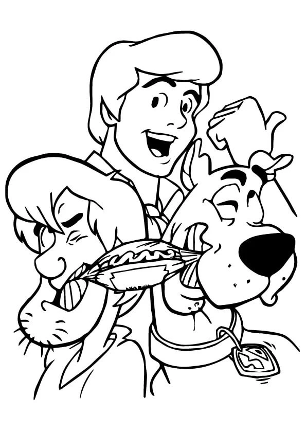 Scooby Doo boyama sayfası – keyifli zaman, renkli çizimler