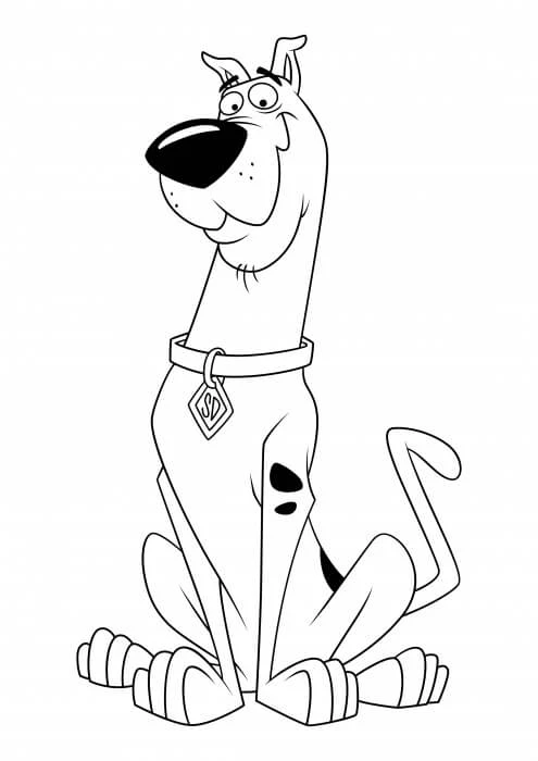 Scooby Doo boyama sayfası – basit çizim, kolay boyama