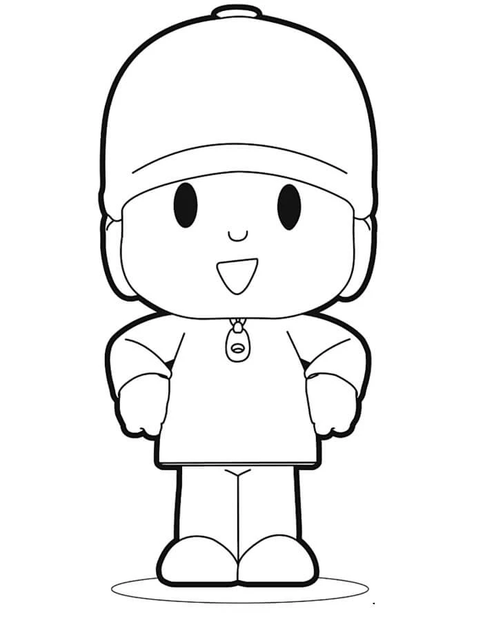 Pocoyo boyama sayfası – eğlenceli etkinlik, el becerilerini geliştirir