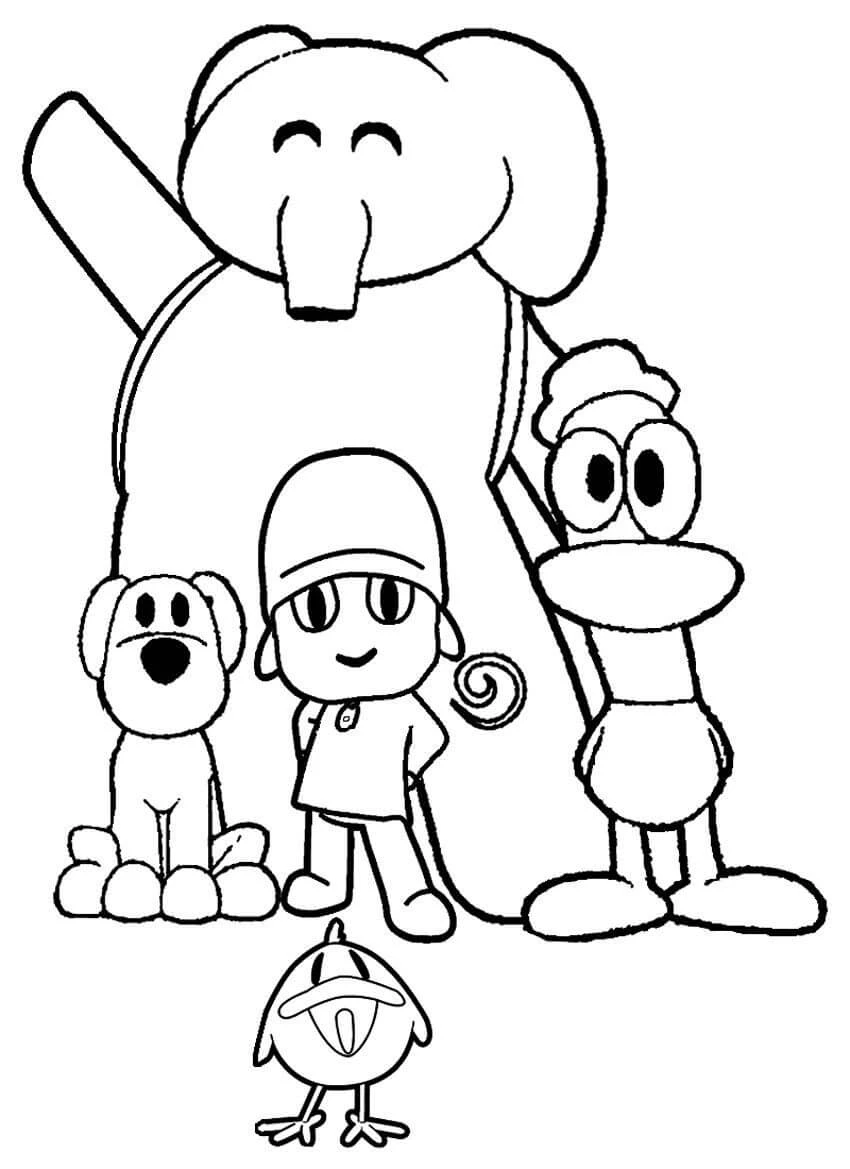 Pocoyo boyama sayfası – keyifli zaman, renkli çizimler