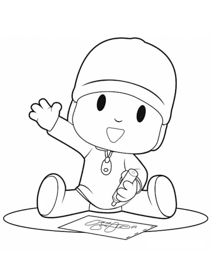 Pocoyo boyama sayfası – PDF indir, sevimli karakter