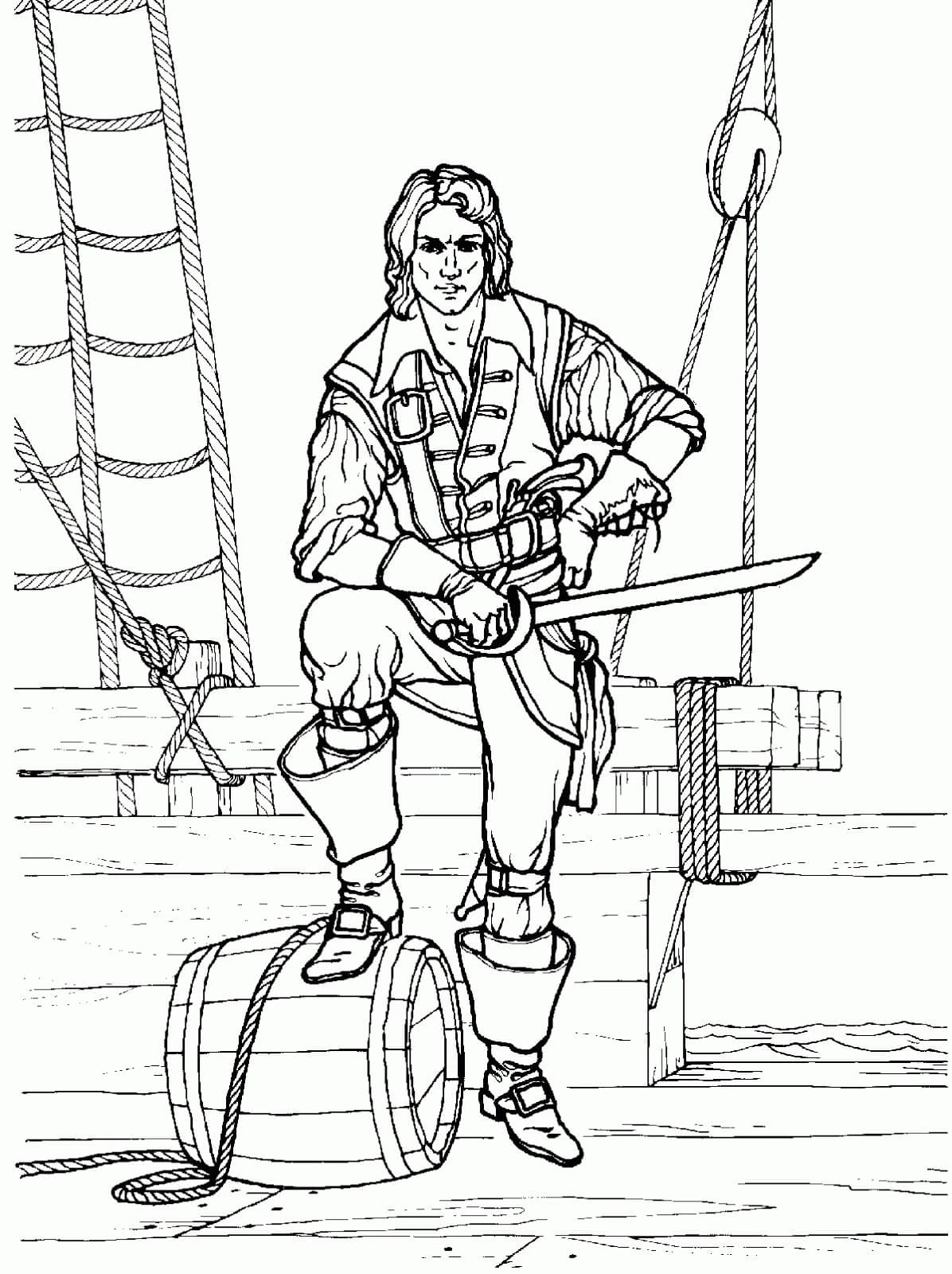 Pirate boyama sayfası – okul öncesi, evde etkinlik