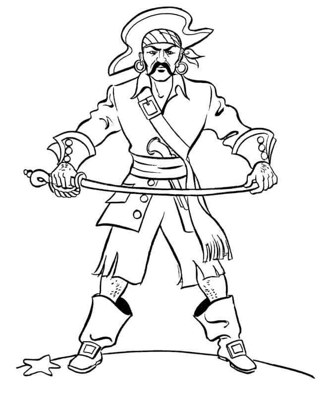 Pirate boyama sayfası – sanatsal çalışma, çocuklar için
