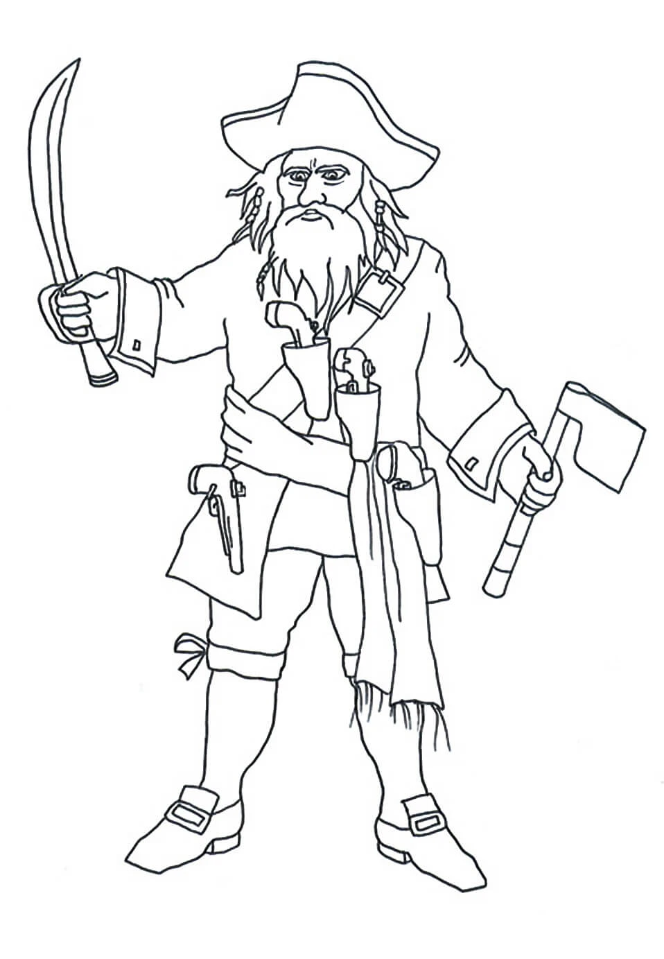 Pirate boyama sayfası – eğlenceli etkinlik, el becerilerini geliştirir