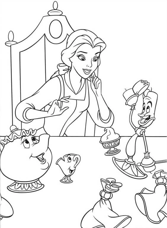 Belle boyama sayfası – keyifli zaman, renkli çizimler