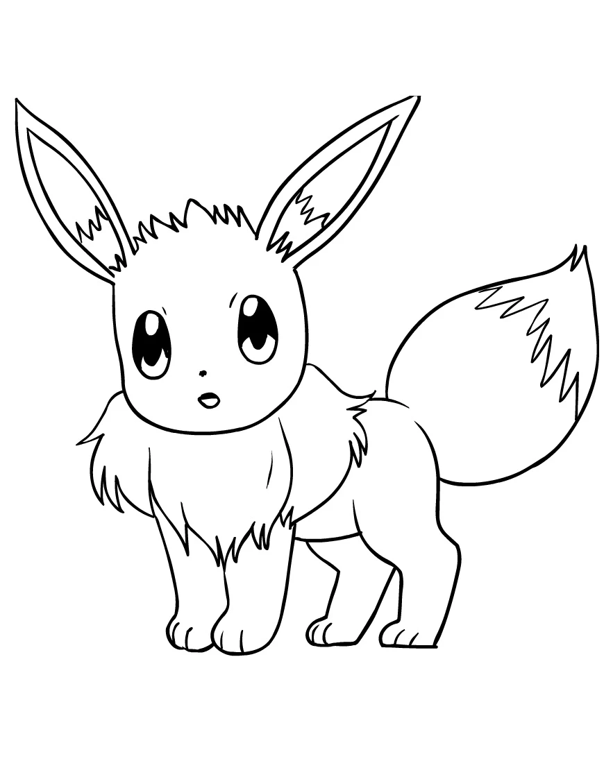 Eevee boyama sayfası – eğitici aktivite, yaratıcılık