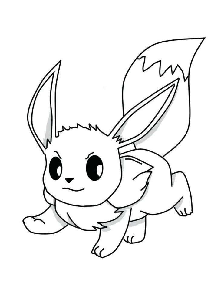 Eevee boyama sayfası – el becerilerini geliştirir, boyama çalışması