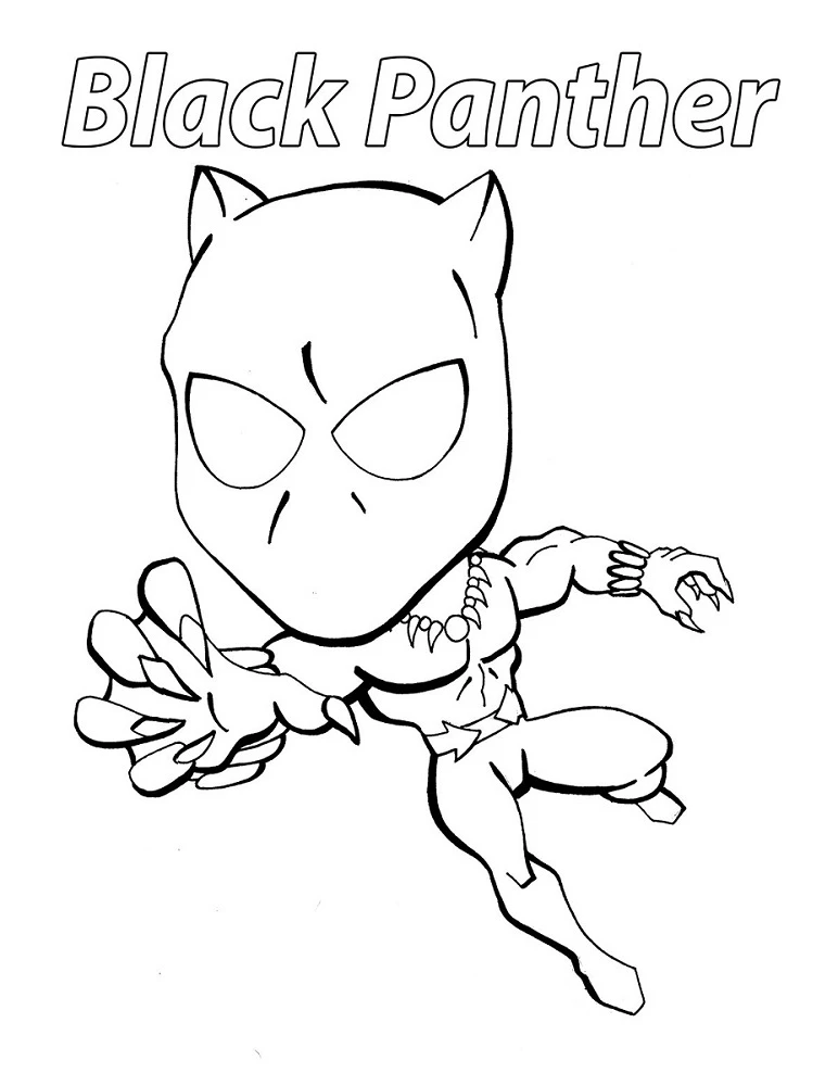 Kara Panter (Black Panther) boyama sayfası – PDF indir, sevimli karakter
