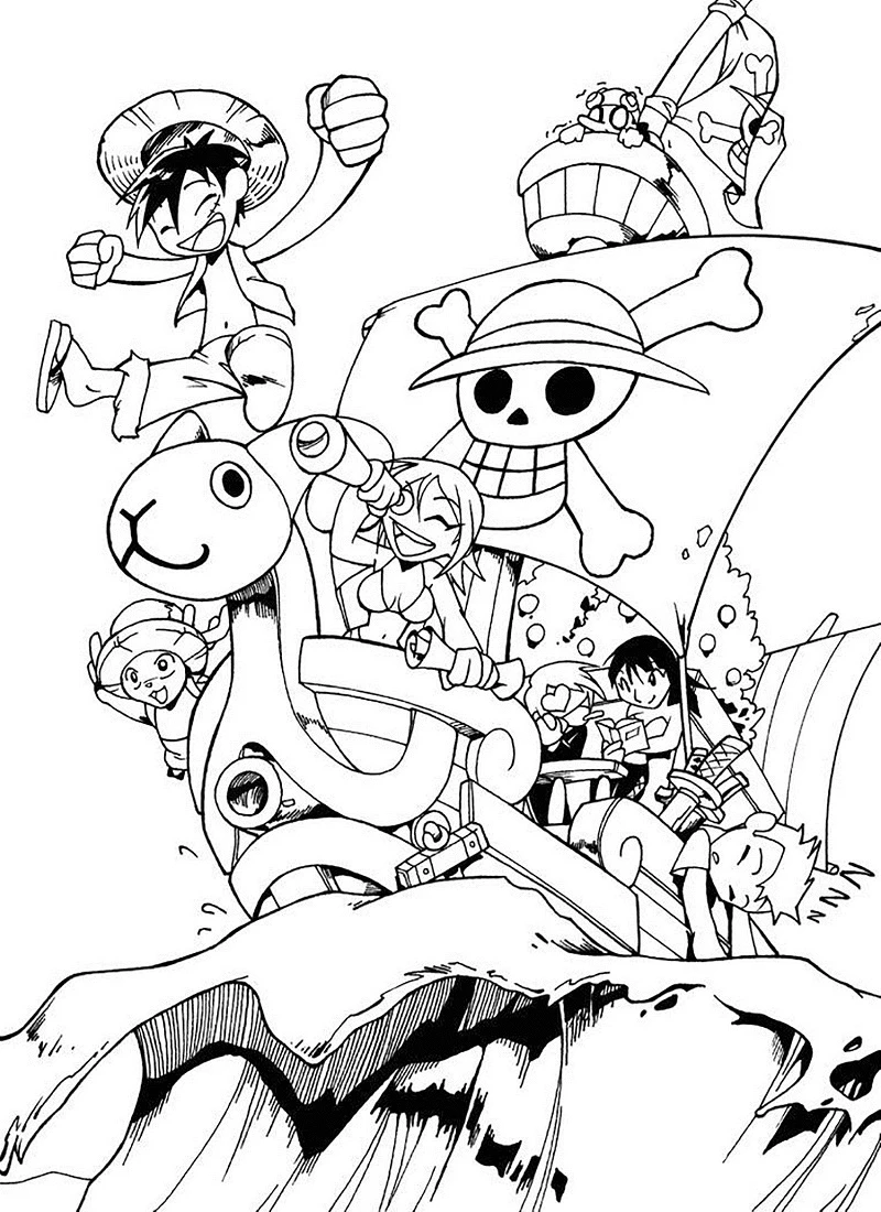 One Piece boyama sayfası #14 – A4 baskıya uygun, ücretsiz yazdır